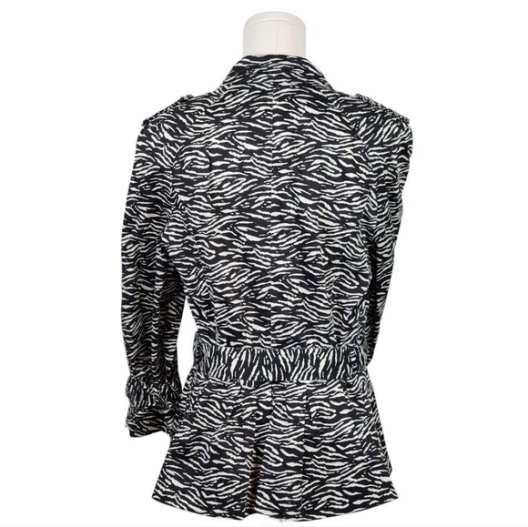 Marisa Christina Vintage Zebra Print Belted Peplum Jacket M Animal Print Blazer - Picture 4 of 10
